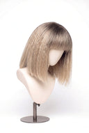 Yaki Straight Bob Fringe Glueless Human Hair Wig in Shade T8/60 Ash Bronde, Ash Brown to Ash Beige Blonde Balayage, by Kora Strand