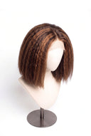 Yaki Straight Bob Glueless Human Hair Wig in Shade 4/30 Toasted Amber, Medium Brown and Auburn Copper Highlights and Lowlights, by Kora Strand