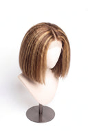 Yaki Straight Bob Glueless Human Hair Wig in Shade 6/27 Honeywood, Light Brown and Honey Blonde Highlights and Lowlights, by Kora Strand