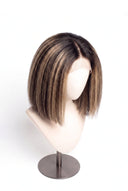 Yaki Straight Bob Glueless Human Hair Wig in Shade T2-2/18 Espresso Halo, Dark Brown to Warm Beige Blonde Balayage, by Kora Strand