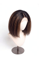 Yaki Straight Bob Glueless Human Hair Wig in Shade T2-2/4 Cocoa Melt, Dark to Medium Brown Highlights and Lowlights, by Kora Strand