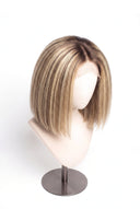 Yaki Straight Bob Glueless Human Hair Wig in Shade T4-8/613 Rooted Ivory, Brown-Rooted Blonde Balayage, by Kora Strand