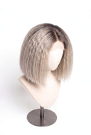 Yaki Straight Bob Glueless Human Hair Wig in Shade T5/20 Mink Root, Rooted Ash Brown to Ash Blonde Balayage, by Kora Strand