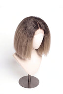 Yaki Straight Bob Glueless Human Hair Wig in Shade T5-9/55 Stone Melt, Rooted Ash Brown to Light Ash Blonde Balayage, by Kora Strand