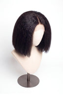 Yaki Straight Bob Glueless Human Hair Wig Showing the Defined Texture by Kora Strand