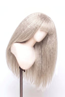 Yaki Straight Fringe Glueless Human Hair Wig in Shade 1001 Winter Pearl, Icy Platinum Blonde, by Kora Strand