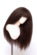 Yaki Straight Fringe Glueless Human Hair Wig in Shade 2 Midnight Espresso, Darkest Brown, by Kora Strand