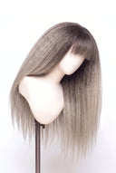 Yaki Straight Fringe Glueless Human Hair Wig in Shade T5/20 Mink Root, Rooted Ash Brown to Ash Blonde Balayage, by Kora Strand