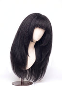 Yaki Straight Fringe Layered Glueless Human Hair Wig in Shade 1 Noire Absolu, Jet Black, by Kora Strand
