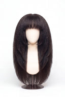 Yaki Straight Fringe Layered Glueless Human Hair Wig in Shade 1B Noire Naturel, Natural Black, by Kora Strand