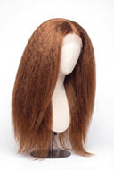 Yaki Straight Glueless Human Hair Wig in Shade 30 Smoked Amber, Light Auburn with Copper Gold Undertones, by Kora Strand
