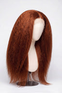 Yaki Straight Glueless Human Hair Wig in Shade 350 Copper Sol, Ginger Copper Red, by Kora Strand