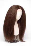 Yaki Straight Glueless Human Hair Wig in Shade 6 Maple Brun, Light Chestnut Brown, by Kora Strand
