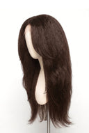 Yaki Straight Layered Glueless Human Hair Wig in Shade 2 Midnight Espresso, Darkest Brown, by Kora Strand