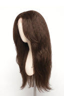 Yaki Straight Layered Glueless Human Hair Wig in Shade 4 Cacao Riche, Chocolate Brown, by Kora Strand