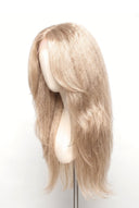 Yaki Straight Layered Glueless Human Hair Wig in Shade 60 Ecru Pearl, Frosted Ash Beige Blonde, by Kora Strand