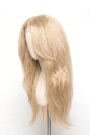 Yaki Straight Layered Glueless Human Hair Wig in Shade 613 Porcelain Gold, Neutral Warm Bleach Blonde, by Kora Strand