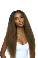 Detail von kleinen dünnen flexiblen Klebebandlaschen an den nahtlosen präzisen Yaki Straight Klebebandverlängerungen von Kora Strand