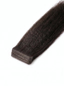 Yaki Straight Seamless Precision Tape Extensions in Virgin Human Hair with Small Thin Flexible Tape Tabs by Kora Strand