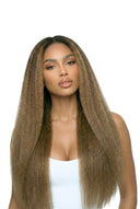 Flexibles Weft und diskretes Tape-Konstruktionsdetail an den Yaki Straight Nahtlinien-Weft-Tape-Extensions von Kora Strand