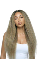 Diskreter flacher Keratin-Bond-Detail auf den Yaki Straight StrandBond Flat Tip Extensions von Kora Strand
