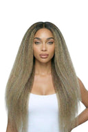 Yaki Straight StrandBond Flat Tip Extensions: Zeigt die Haartextur und Länge von Kora Strand